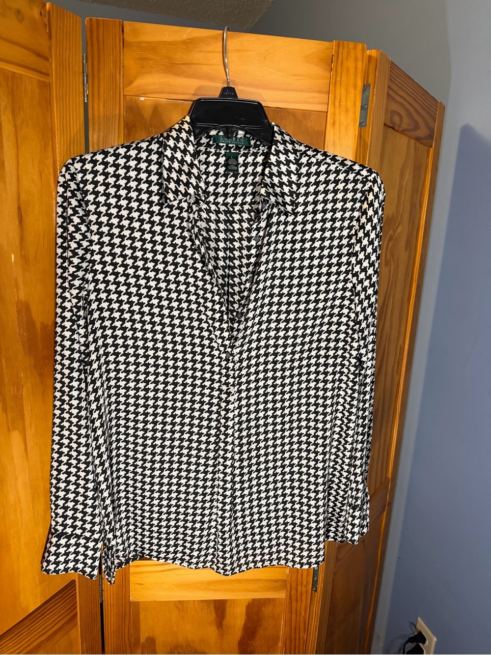 Ralph Lauren Black and White Houndstooth Button-Down Shirt